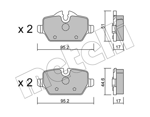 Brake Pad Set, disc brake - 22-0641-0 METELLI