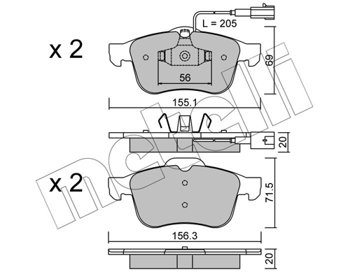 Brake Pad Set, disc brake - 22-0703-0 METELLI