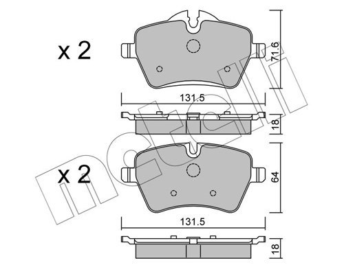 Brake Pad Set, disc brake - 22-0768-0 METELLI