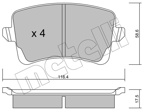 Brake Pad Set, disc brake - 22-0776-0 METELLI