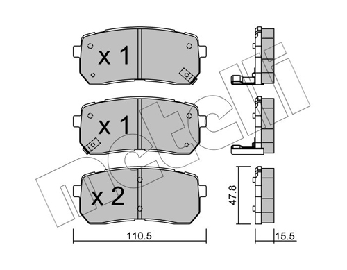 Brake Pad Set, disc brake - 22-0786-0 METELLI