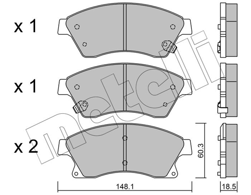 Brake Pad Set, disc brake - 22-0838-0 METELLI