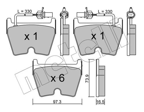 Brake Pad Set, disc brake - 22-1043-0 METELLI