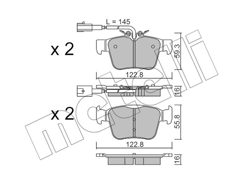 Brake Pad Set, disc brake - 22-1101-0 METELLI
