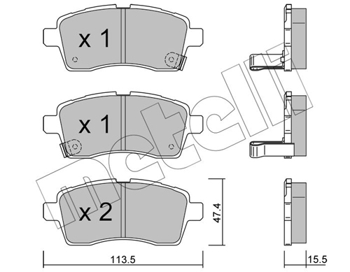 Kit pastiglie freno, Freno a disco - 22-1162-0 METELLI