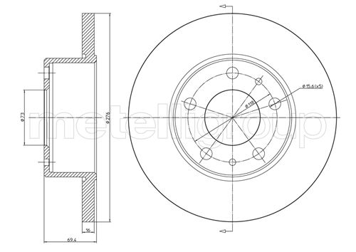 Brake Disc - 23-0572 METELLI