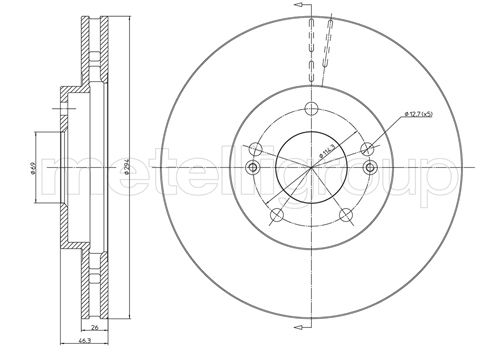 Brake Disc - 23-0593C METELLI