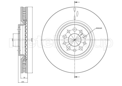 Brake Disc - 23-0821C METELLI