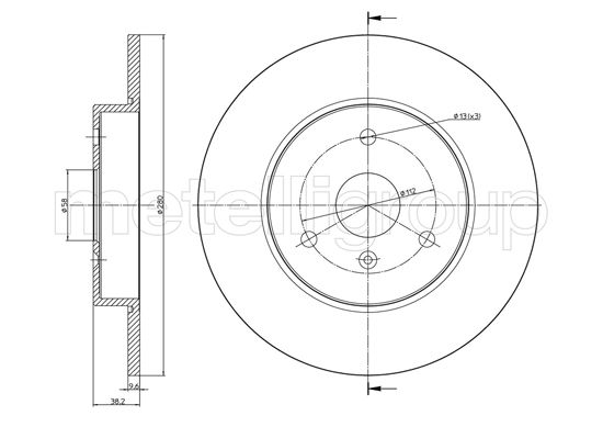 Brake Disc - 23-0943C METELLI