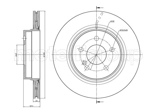 Brake Disc - 23-1027C METELLI