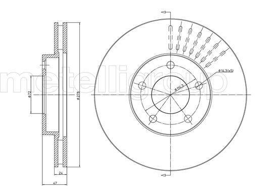 Brake Disc - 23-1036C METELLI