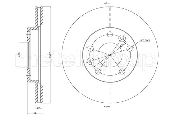 Brake Disc - 23-1288C METELLI