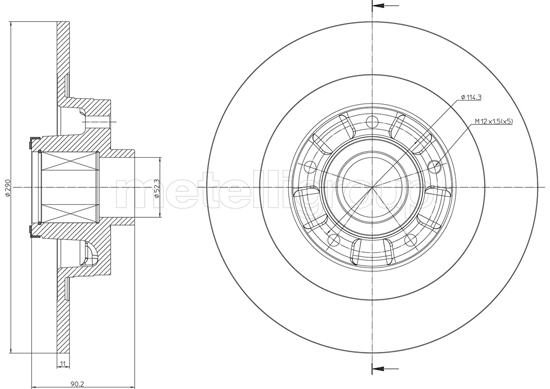 Brake Disc - 23-1502 METELLI