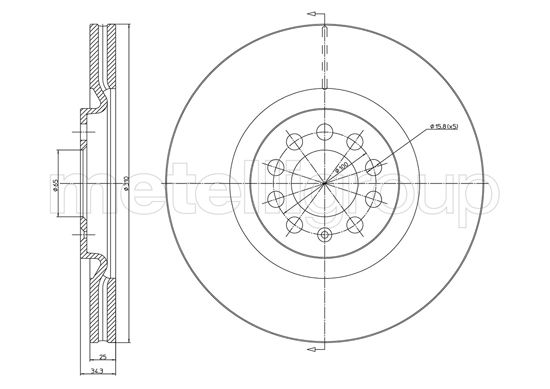 Brake Disc - 23-1515C METELLI