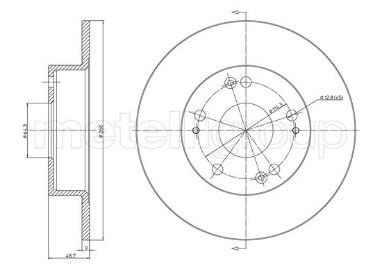 Brake Disc - 23-1648C METELLI