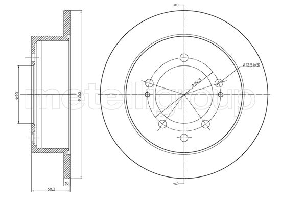Brake Disc - 23-1650C METELLI