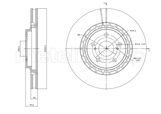 Brake Disc - 23-1825C METELLI