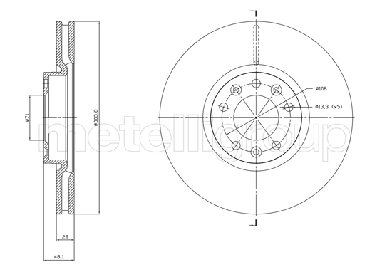 Brake Disc - 23-1848C METELLI