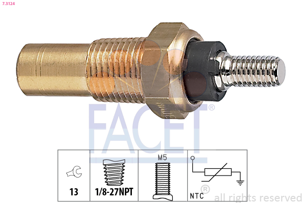 Sensor, coolant temperature - 7.3124 FACET