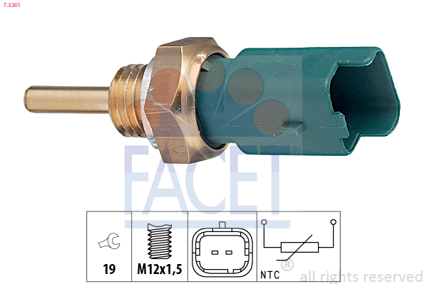 Sensor, coolant temperature - 7.3261 FACET