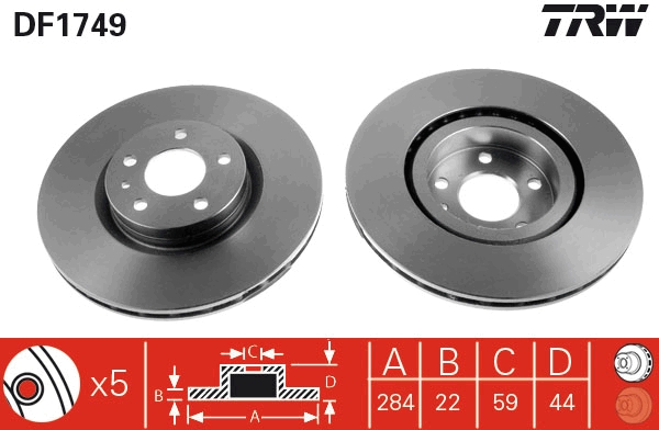 Brake Disc - DF1749 TRW