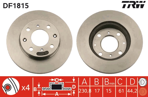 Brake Disc - DF1815 TRW