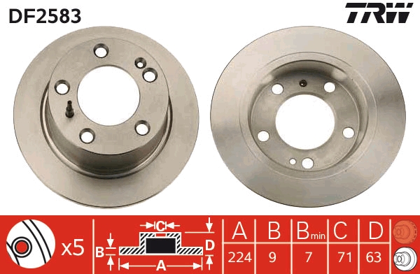 Brake Disc - DF2583 TRW