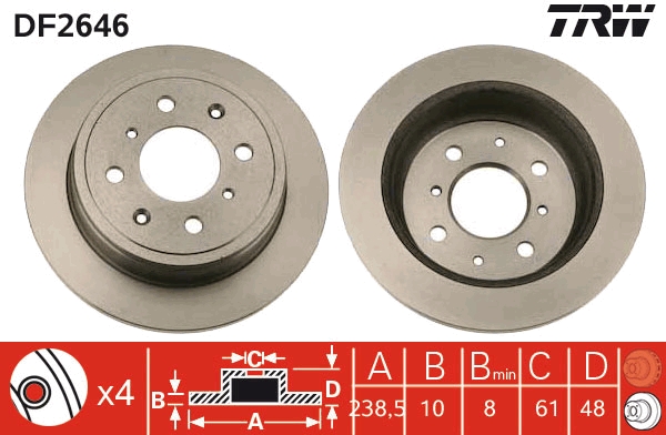 Brake Disc - DF2646 TRW
