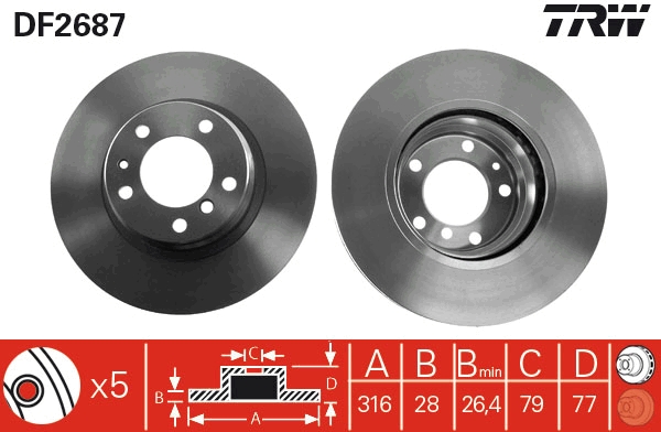 Bremsscheibe - DF2687 TRW