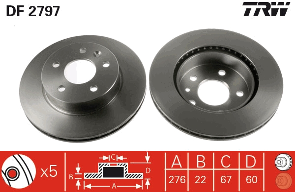 Brake Disc - DF2797 TRW