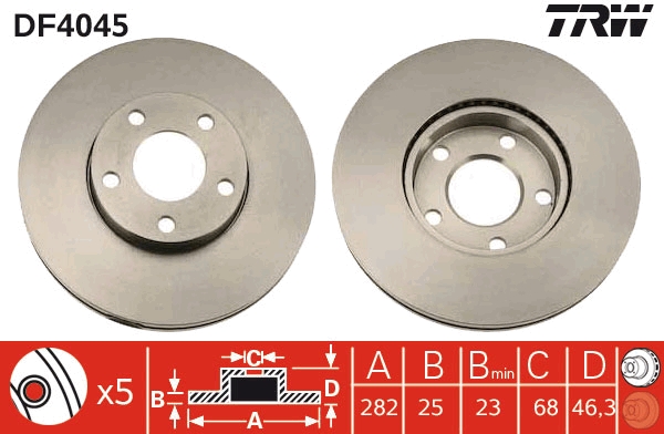 Brake Disc - DF4045 TRW