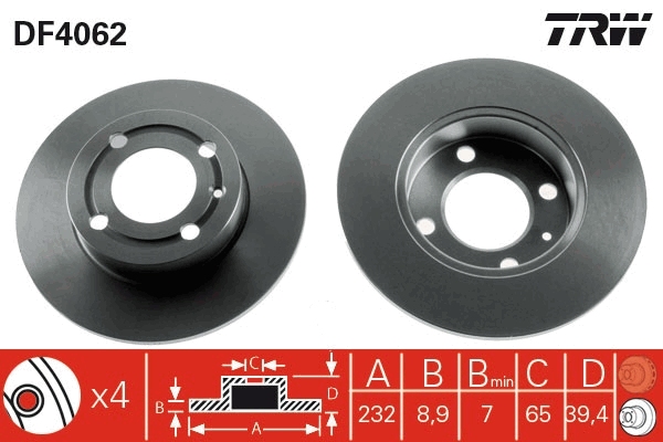 Brake Disc - DF4062 TRW