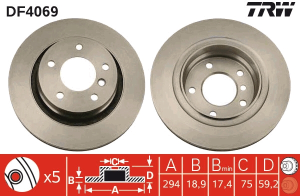 Brake Disc - DF4069 TRW
