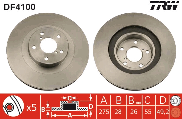 Brake Disc - DF4100 TRW