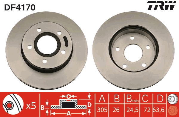 Brake Disc - DF4170 TRW