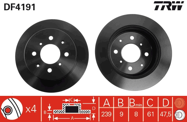 Brake Disc - DF4191 TRW