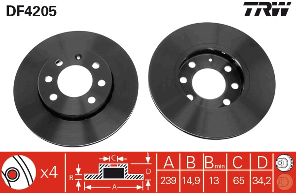 Brake Disc - DF4205 TRW
