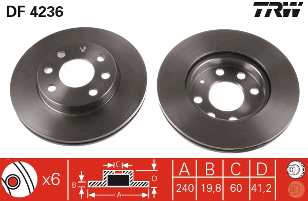 Brake Disc - DF4236 TRW