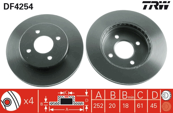 Brake Disc - DF4254 TRW