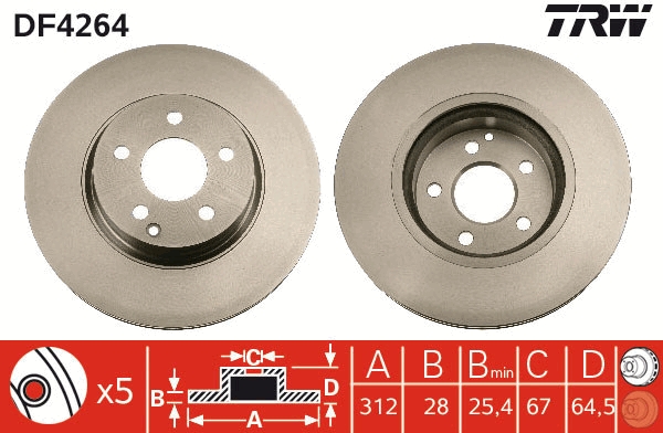 Brake Disc - DF4264 TRW