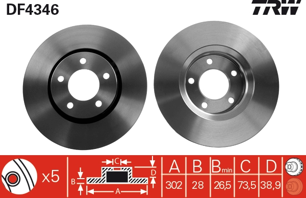 Brake Disc - DF4346 TRW