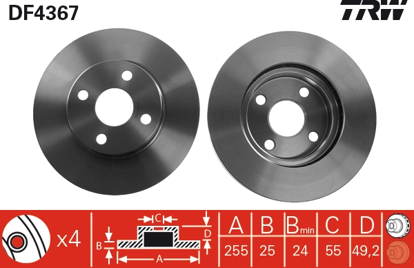 Brake Disc - DF4367 TRW