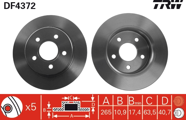 Brake Disc - DF4372 TRW