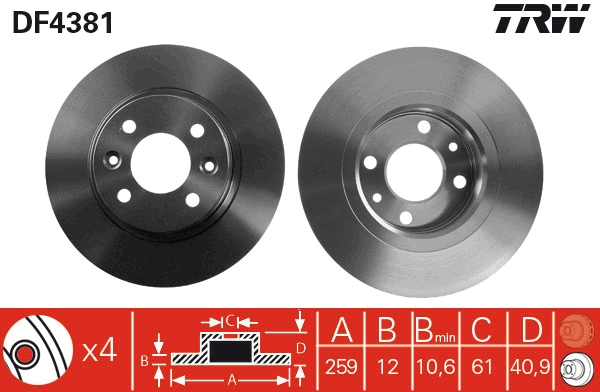 Brake Disc - DF4381 TRW
