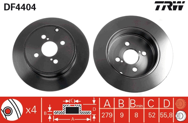 Brake Disc - DF4404 TRW
