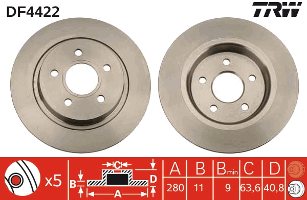 Brake Disc - DF4422 TRW