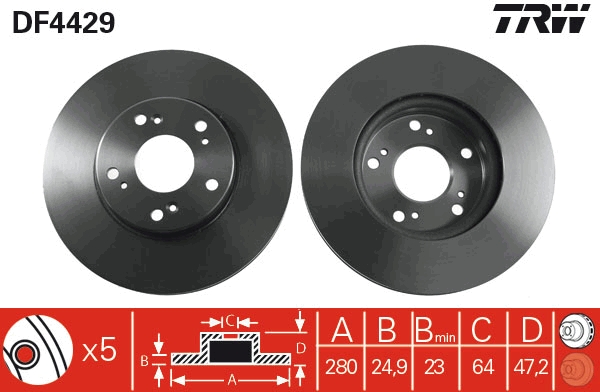 Brake Disc - DF4429 TRW
