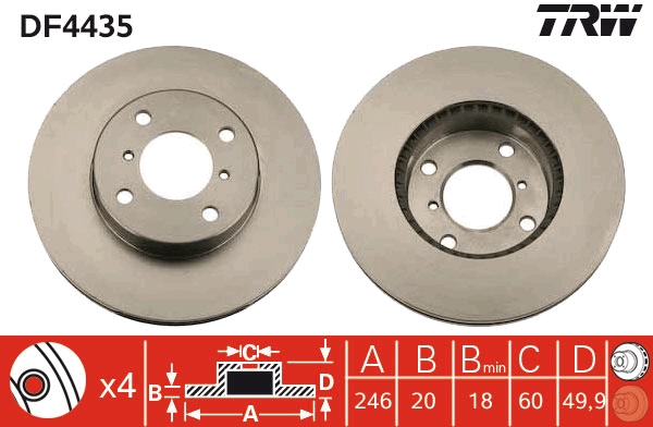 Brake Disc - DF4435 TRW