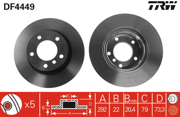 Brake Disc - DF4449 TRW