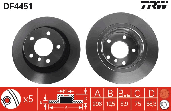 Brake Disc - DF4451 TRW